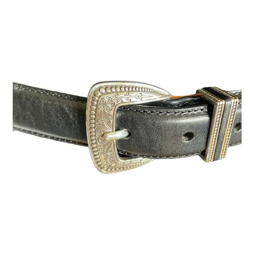 Brighton 30133 Womens Braided Black Silver Belt M 30 Leather‎